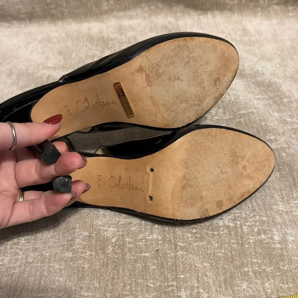 Cole Haan Black Patent Slingback Heels